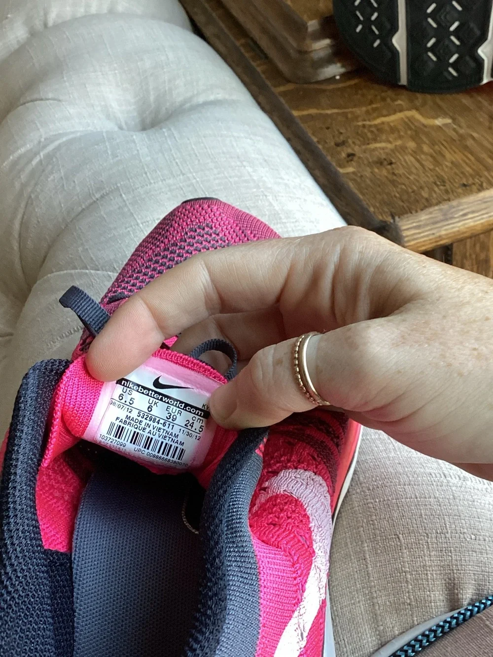 Nike Women's Flyknit Running Shoes - Pink with Gray Accents